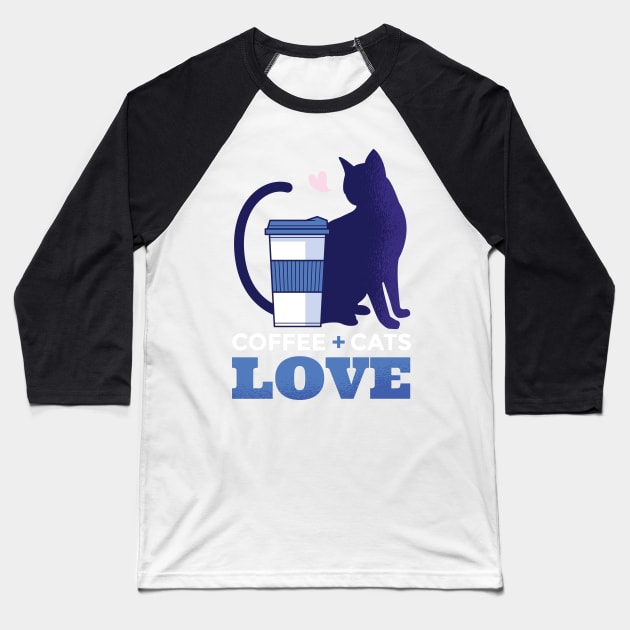 Coffee and Cats Love Design Baseball T-Shirt by LR_Collections